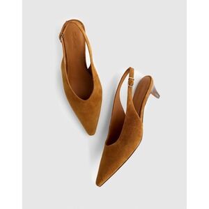 NEW Madewell Emilie Slingback Pump Shoe Brown Russet Suede Kitten Heel Sz 9.5